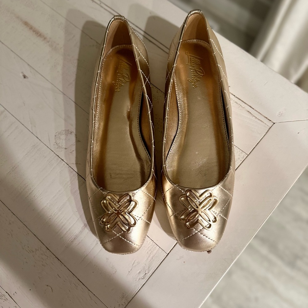 Lilly Pulitzer Gold Quilted Flats - Picture 5 of 7